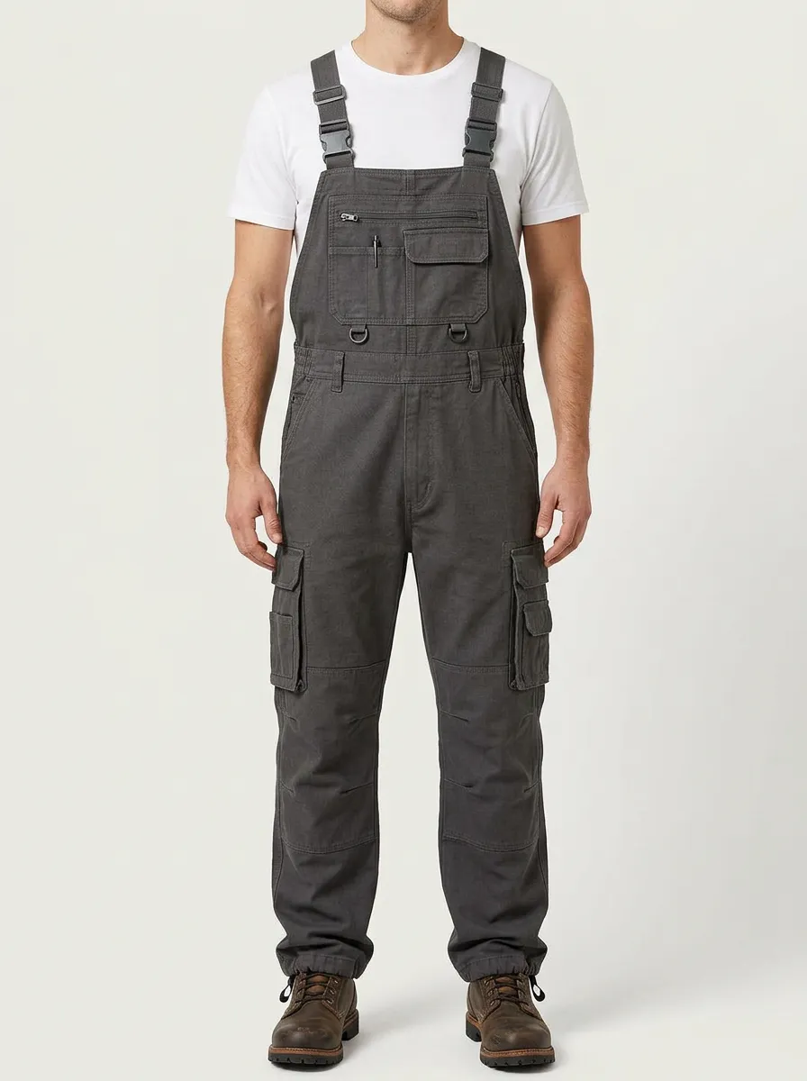 Men's Casual Workwear Multi-Pocket Cargo Bib Overalls