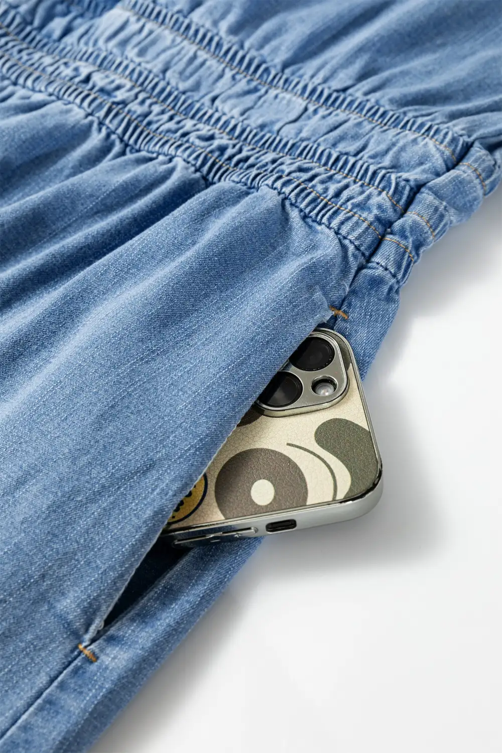 Denim Short Sleeve Mini Dress