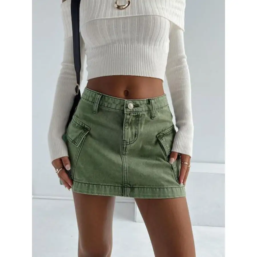 Mini Cargo Denim Skirt with Pockets