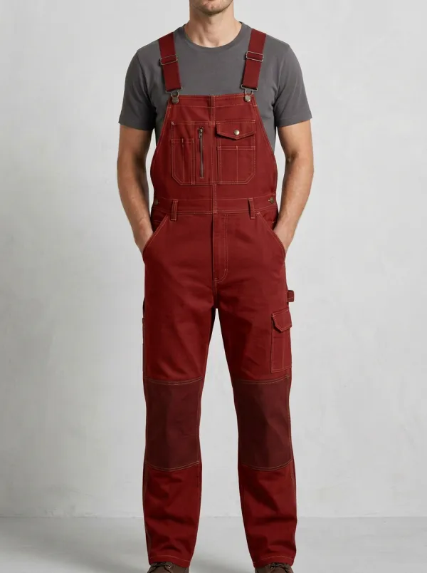 Men's Classic Reinforced Knee Multi-Pocket Bib Work Overalls