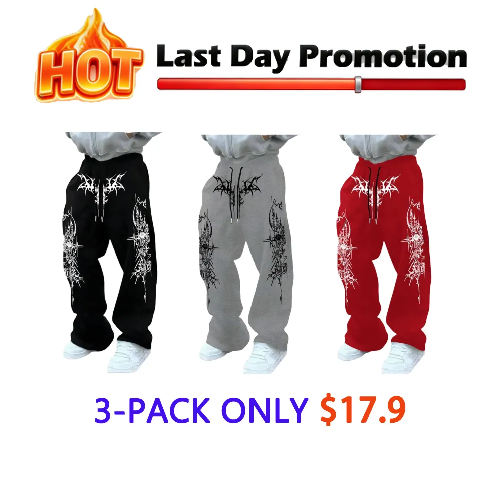 Men's Casual Slant Pocket Loose-Fit Drawstring Pants, Geometric Pattern Print Sweatpants, All-Season Comfortable Men's Clothing