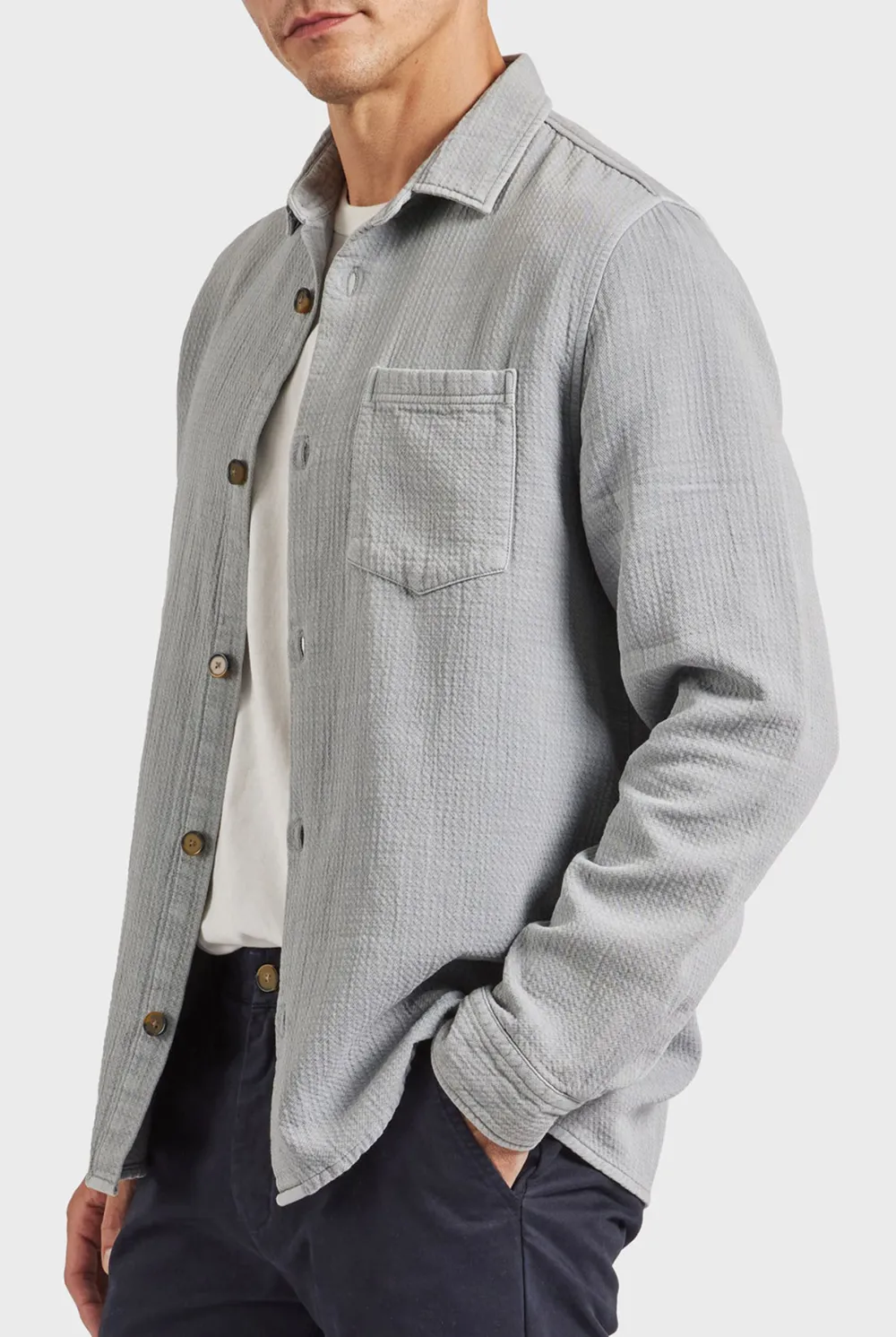 Textured Single Chest Pocket Shirt