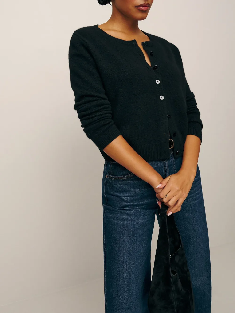 Crew Neck Cashmere Cardigan