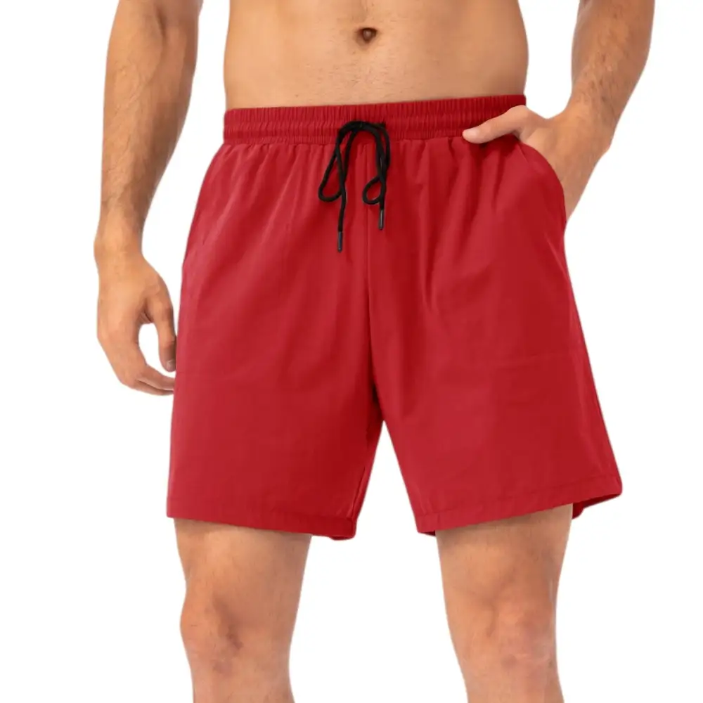 Refined Drawstring Elastic-Waist Side-Pocket Lightweight Men's Athletic Shorts