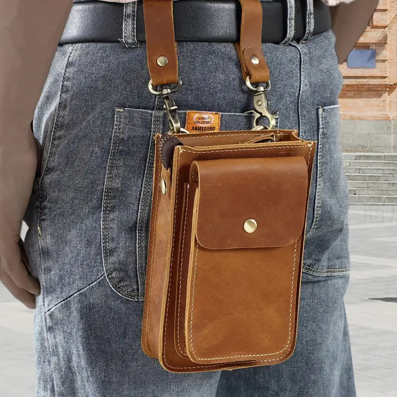 Men's Minimal Leather Phone Crossbody Bag