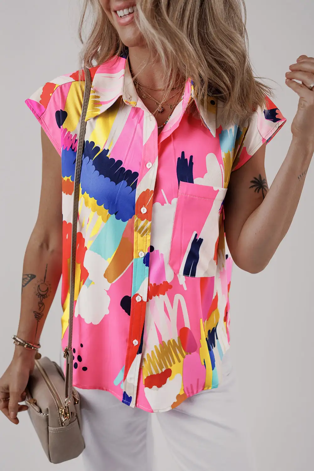 Collared Abstract Print Casual Shirt