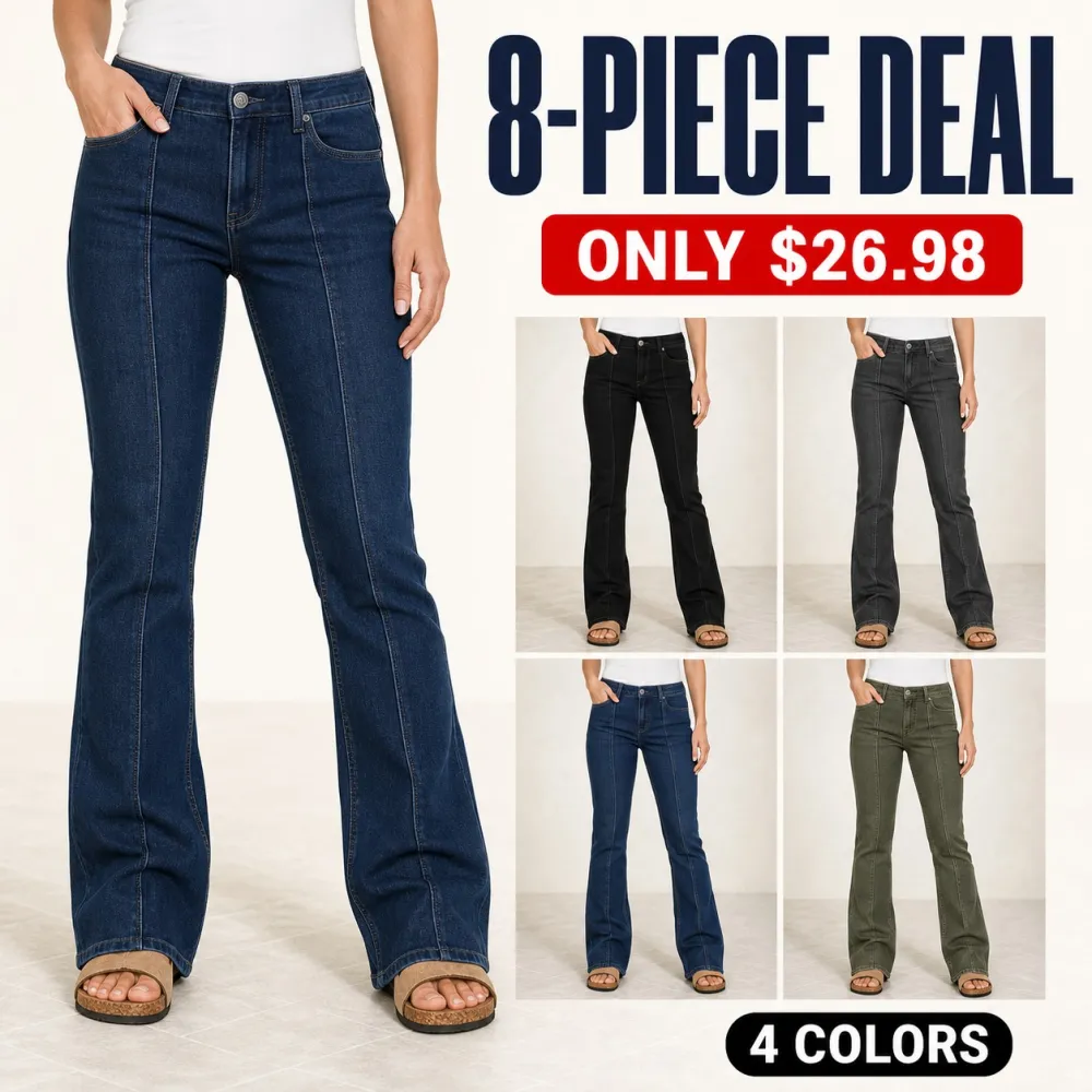 Women's Stitch Detail Mid Waist Bootcut Pants