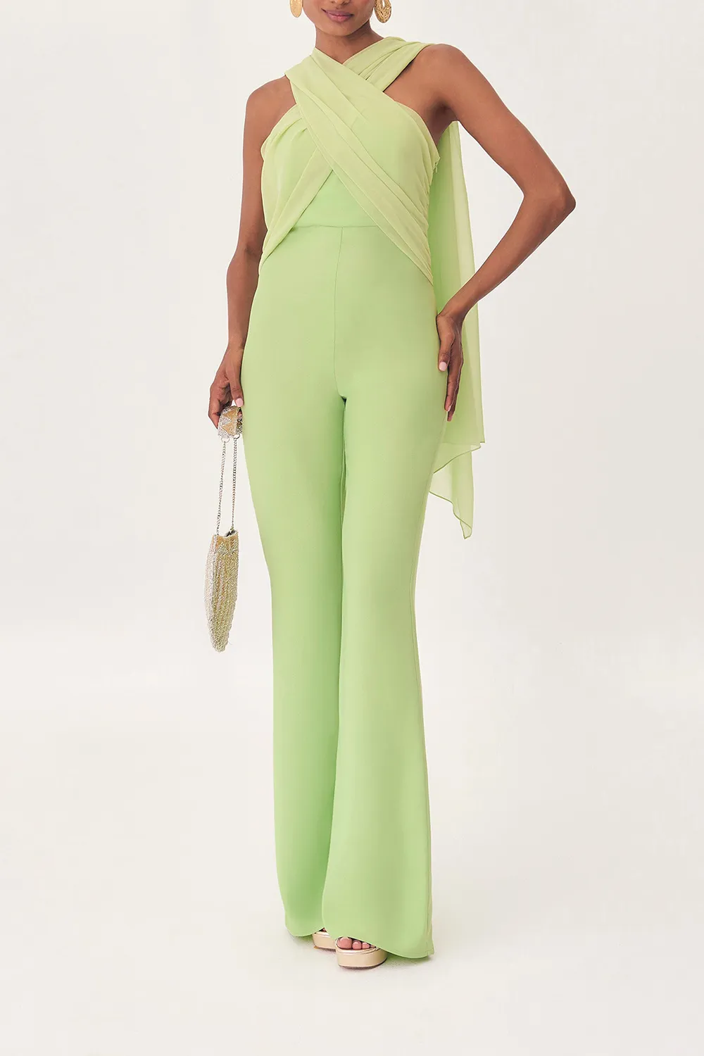 Women's Solid Color with Tulle Jumpsuit
