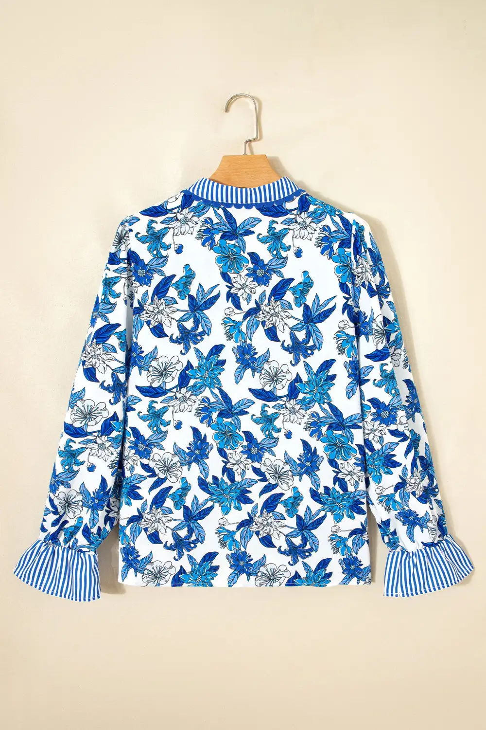 Floral Striped V Neck Blouse
