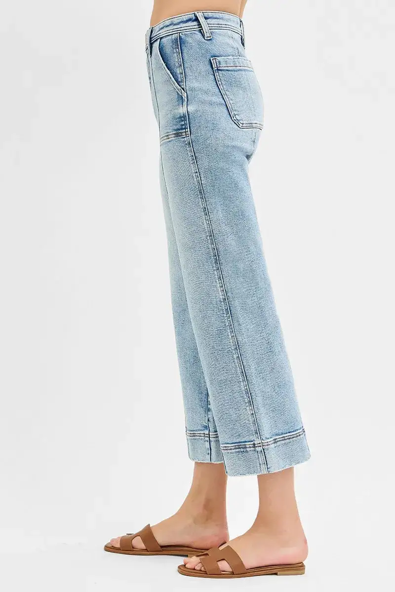 Everyday High Rise Front Seam Wide Leg Jeans