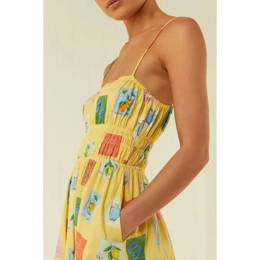 Modern Printed Square Neck Maxi Cami Dress