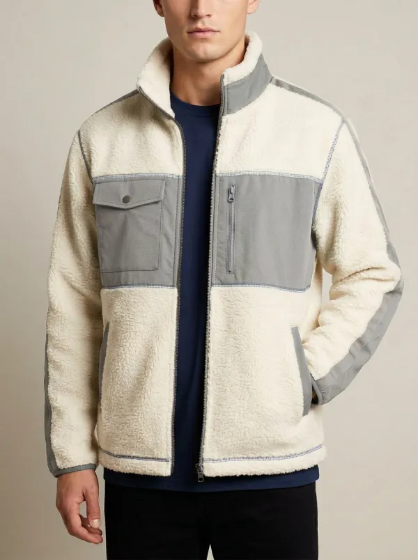 Colorblock Sherpa Fleece Jacket