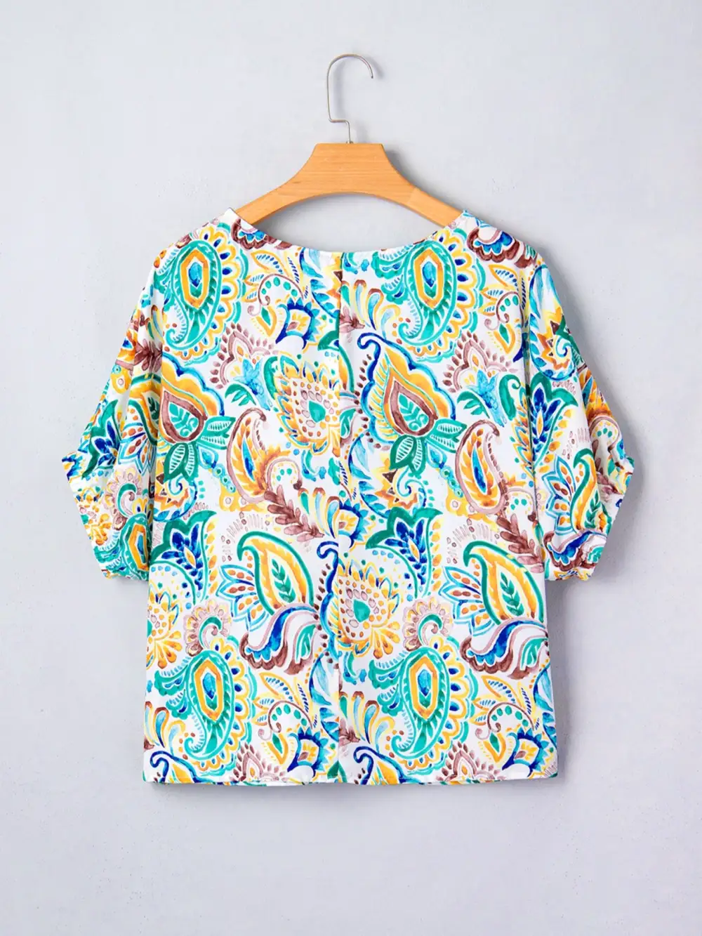 Paisley Floral Printed Puff Sleeve Blouse