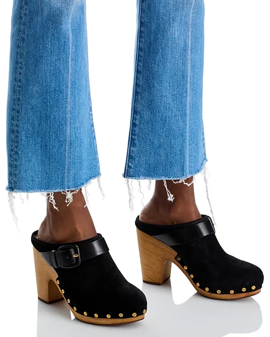 Belt Loops High Rise Flare Leg Ankle Jeans