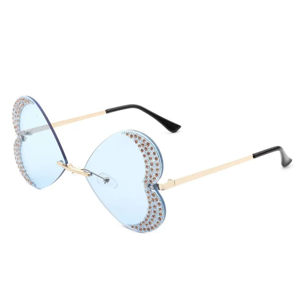 Rimless Butterfly Frame Sunglasses