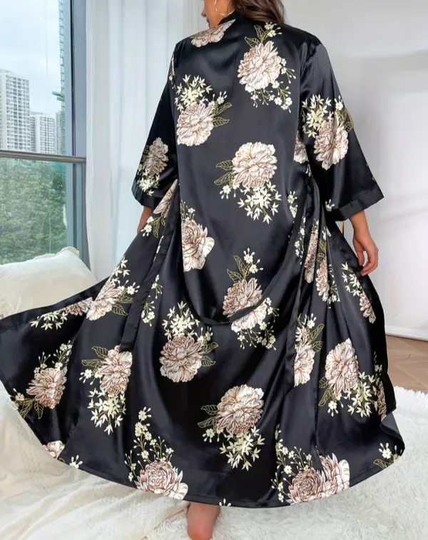 Relaxed Satin Kimono Bath Robe