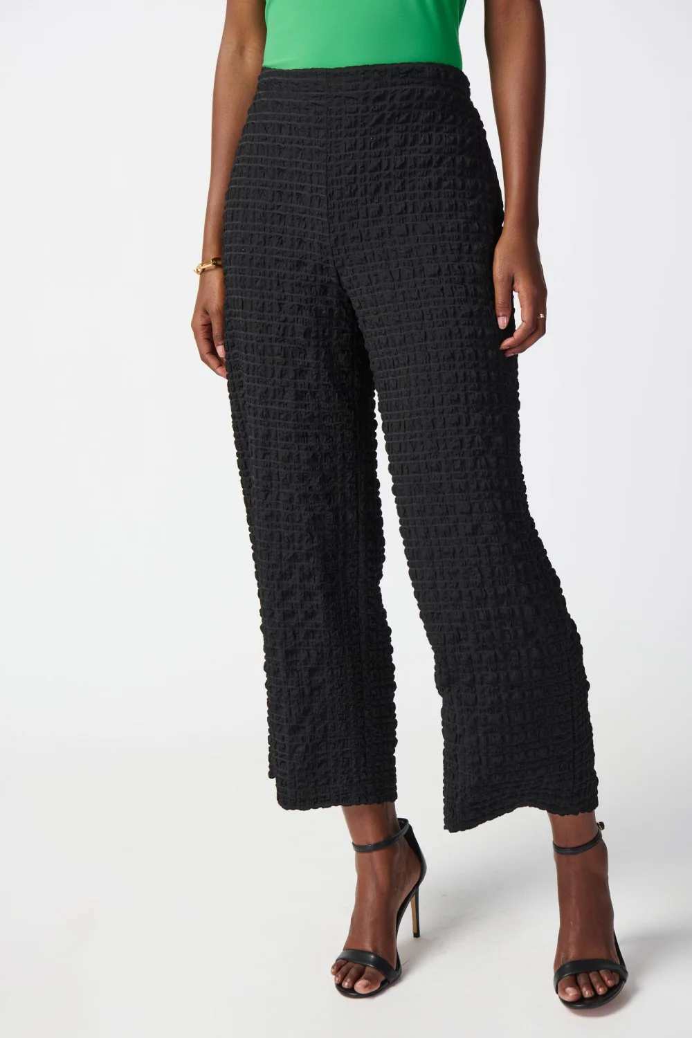 Dark Gray Textured Wide - Leg Pants