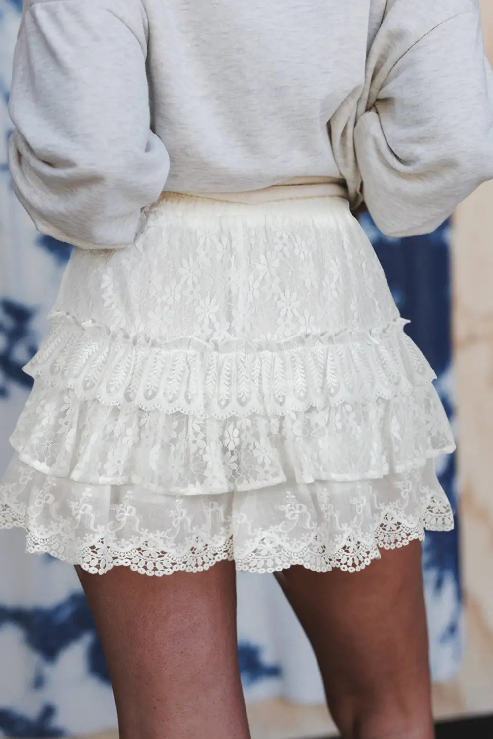 Lace Ruffled Tiered Drawstring Shorts