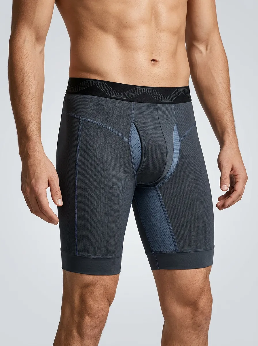 Men's Athletic Performance Mesh Panel Printed Boxer Briefs