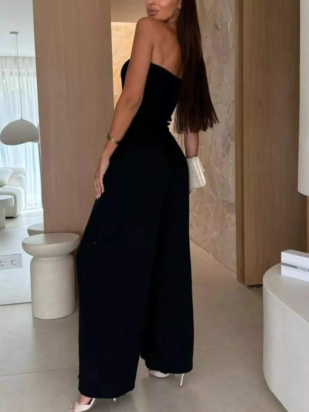 Smocked Tube Wide Leg Jumpsuit