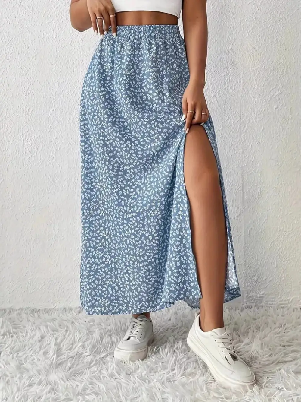 Wearable Printed Slit Detail Skirt