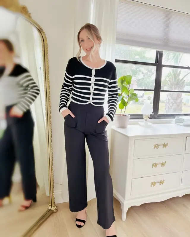 Women's  Loose High-Waist Business Casual Pants Yoga Pants Women Wide Leg Pants with Pockets Comfortable Athletic Sweatpants Outdoorfun