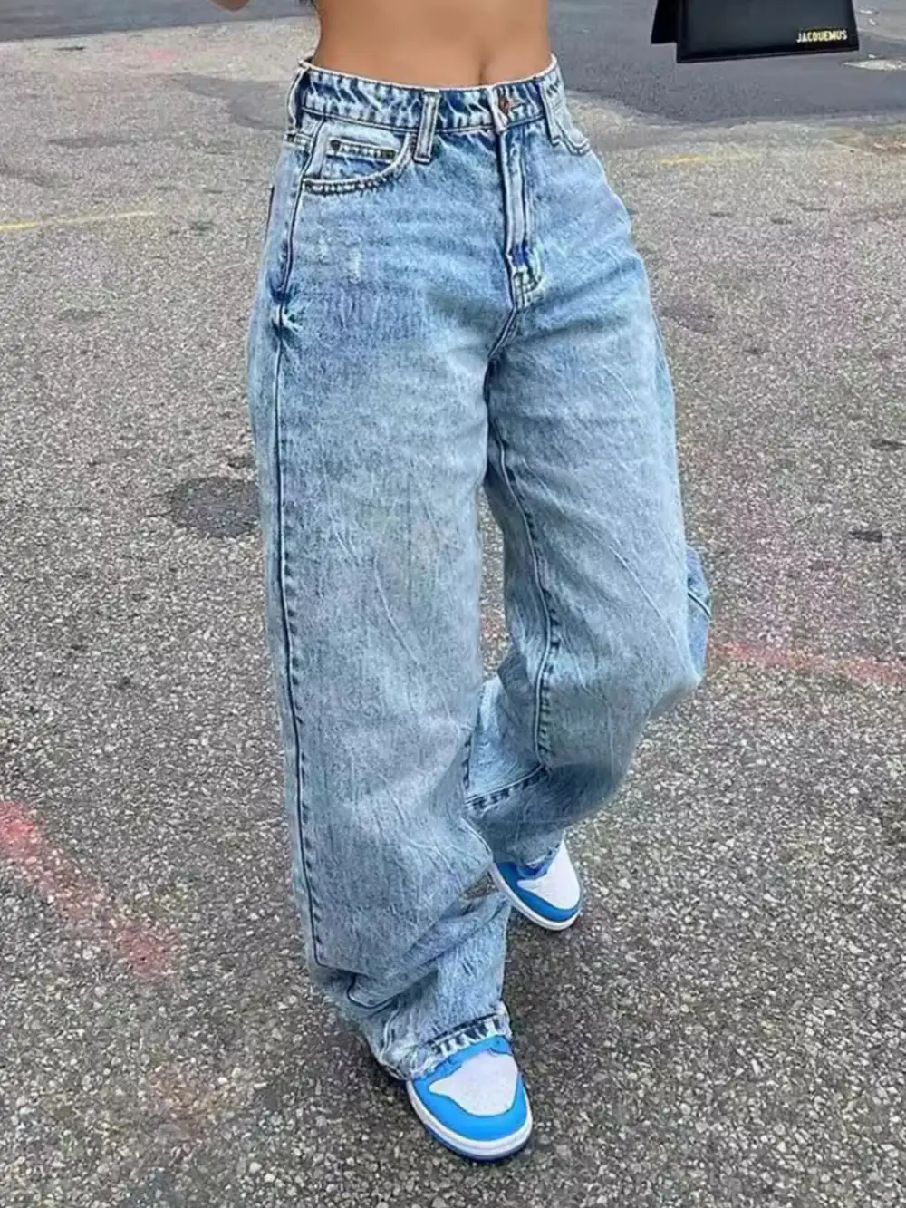 Smooth Wide Leg Denim Jeans