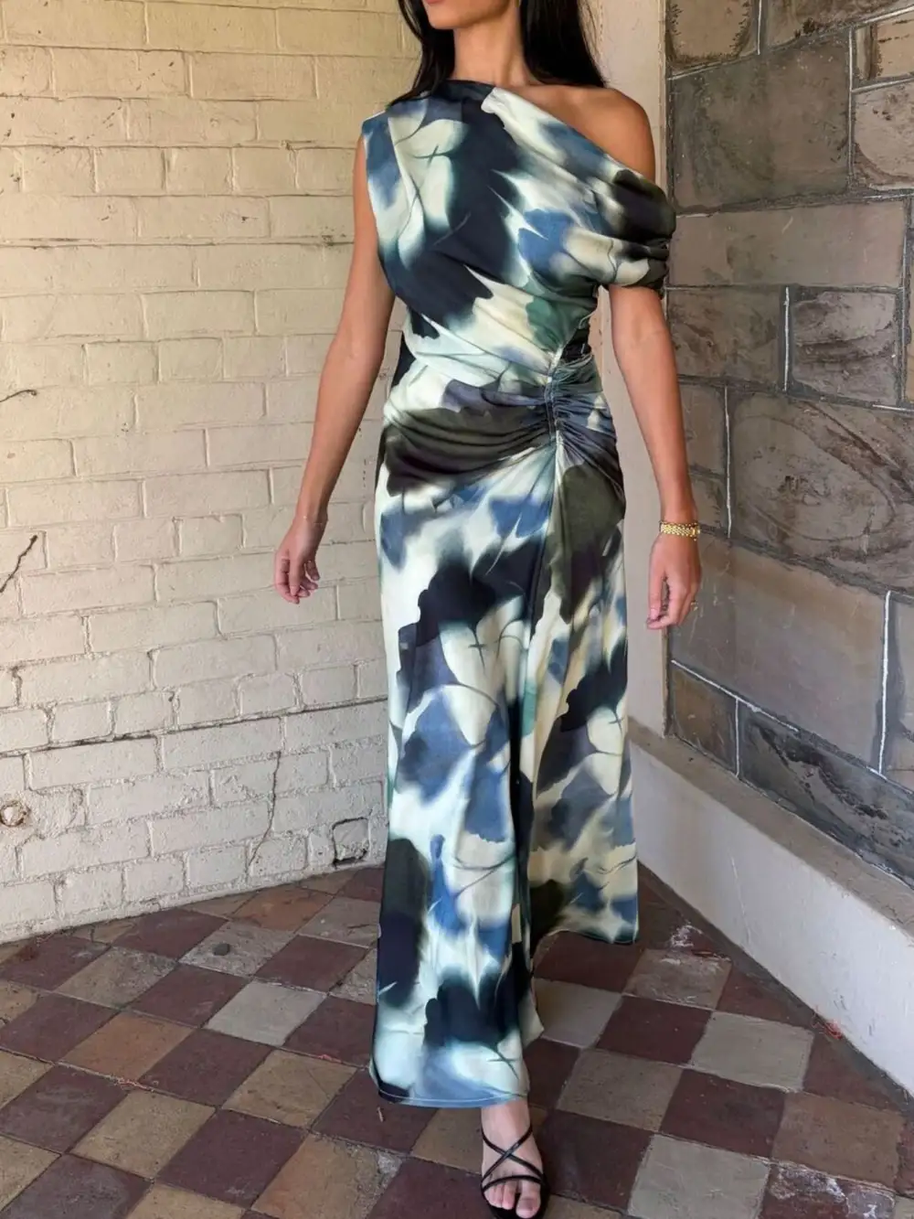 Smooth Finish Floral Printed Maxi Dress