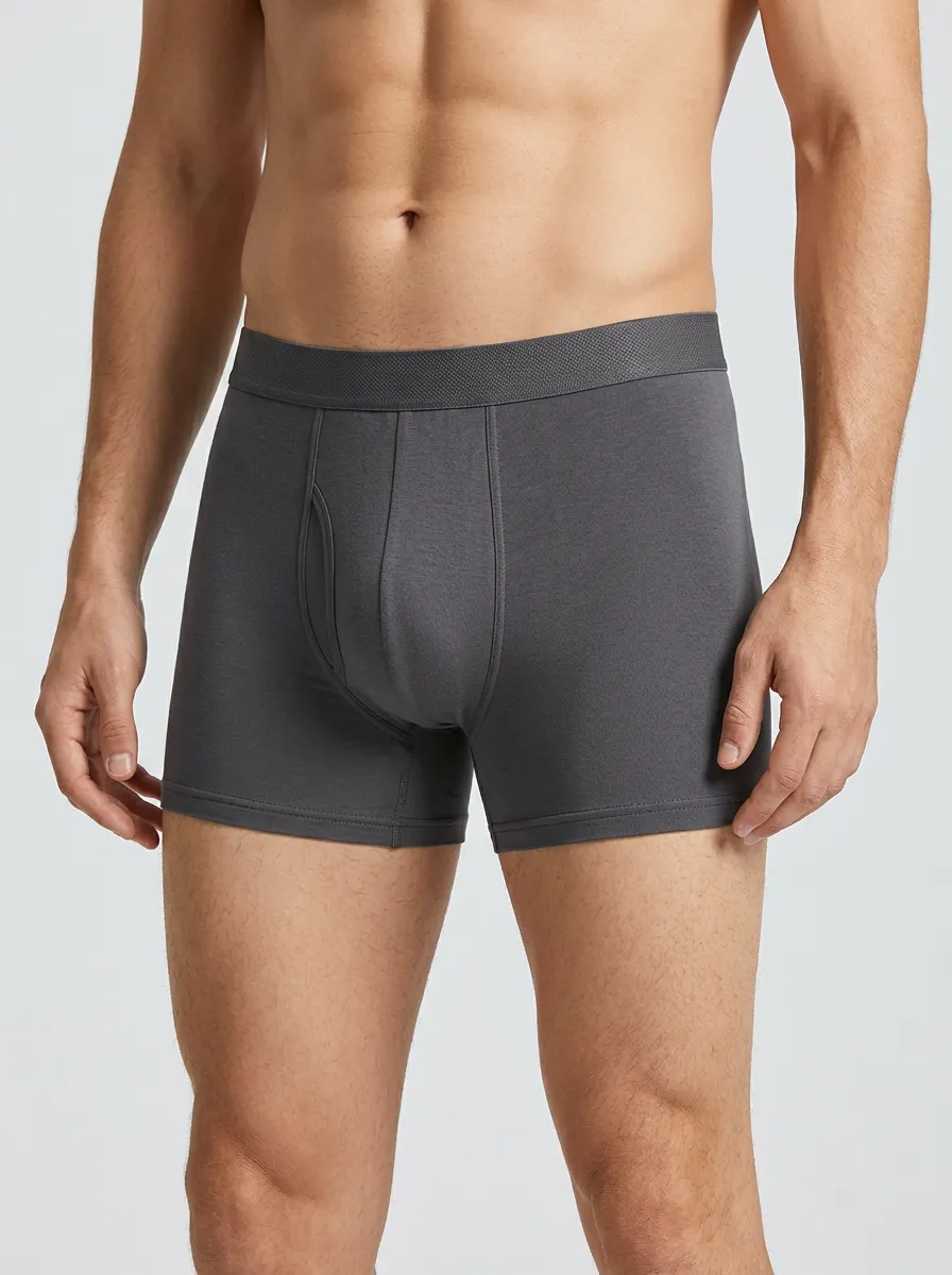 Men's Mixed Color Textured Finish Wide Waistband 3-Pack Boxer Briefs