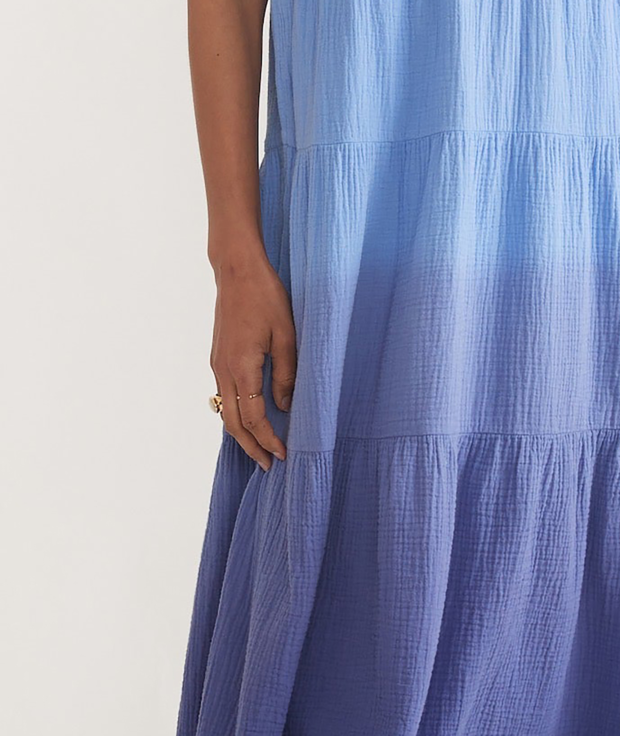 Blue Ombre Tiered Midi Dress