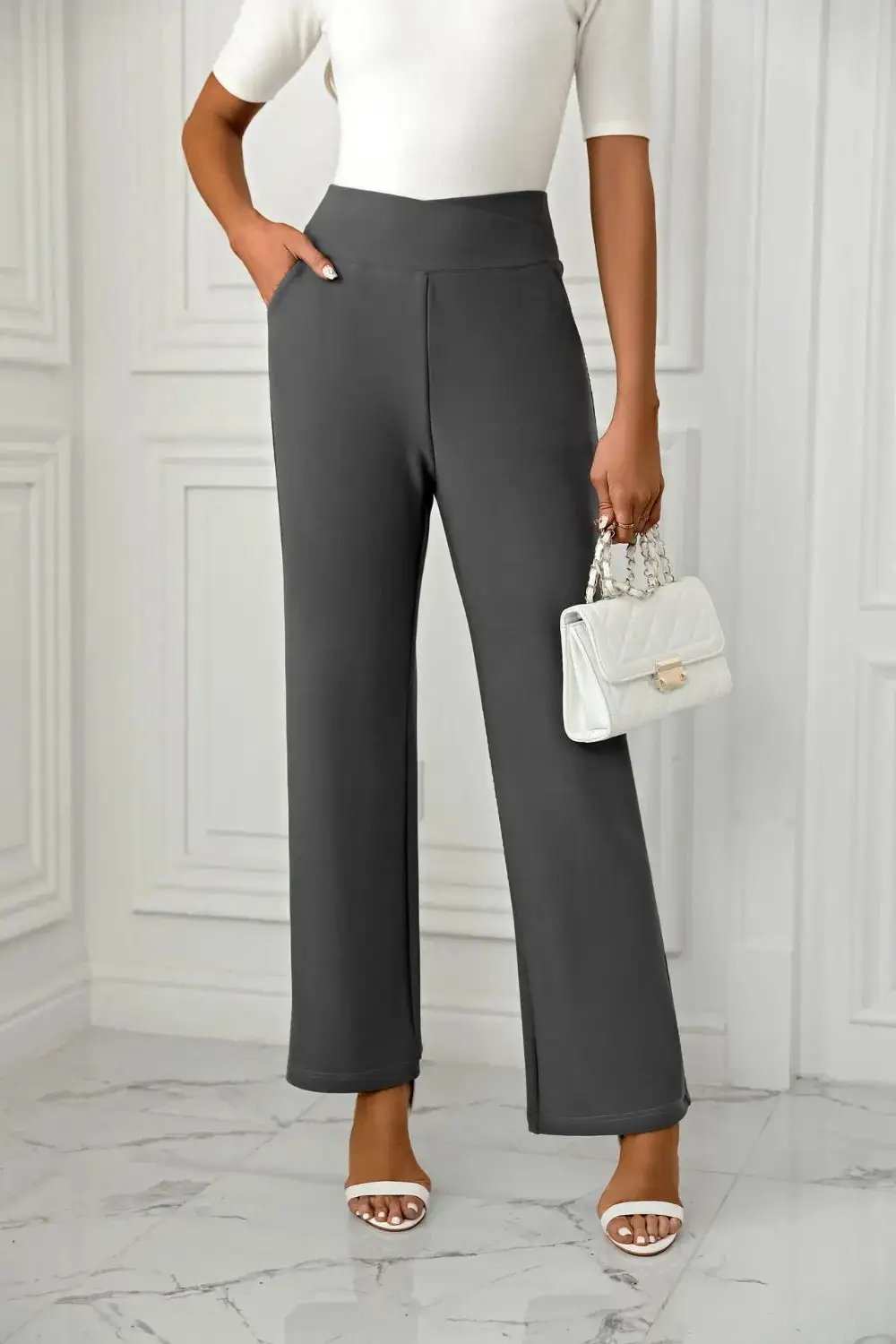 Flowy High Waist Straight Leg Pants