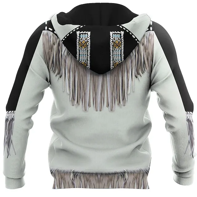 Men's Full Zip Hoodie Jacket Black+Brown Black White Yellow Brown Hooded Graphic Prints Zipper Print Sports & Outdoor Daily Sports 3D Print Streetwear Designer Casual Spring &  Fall Clothing Apparel