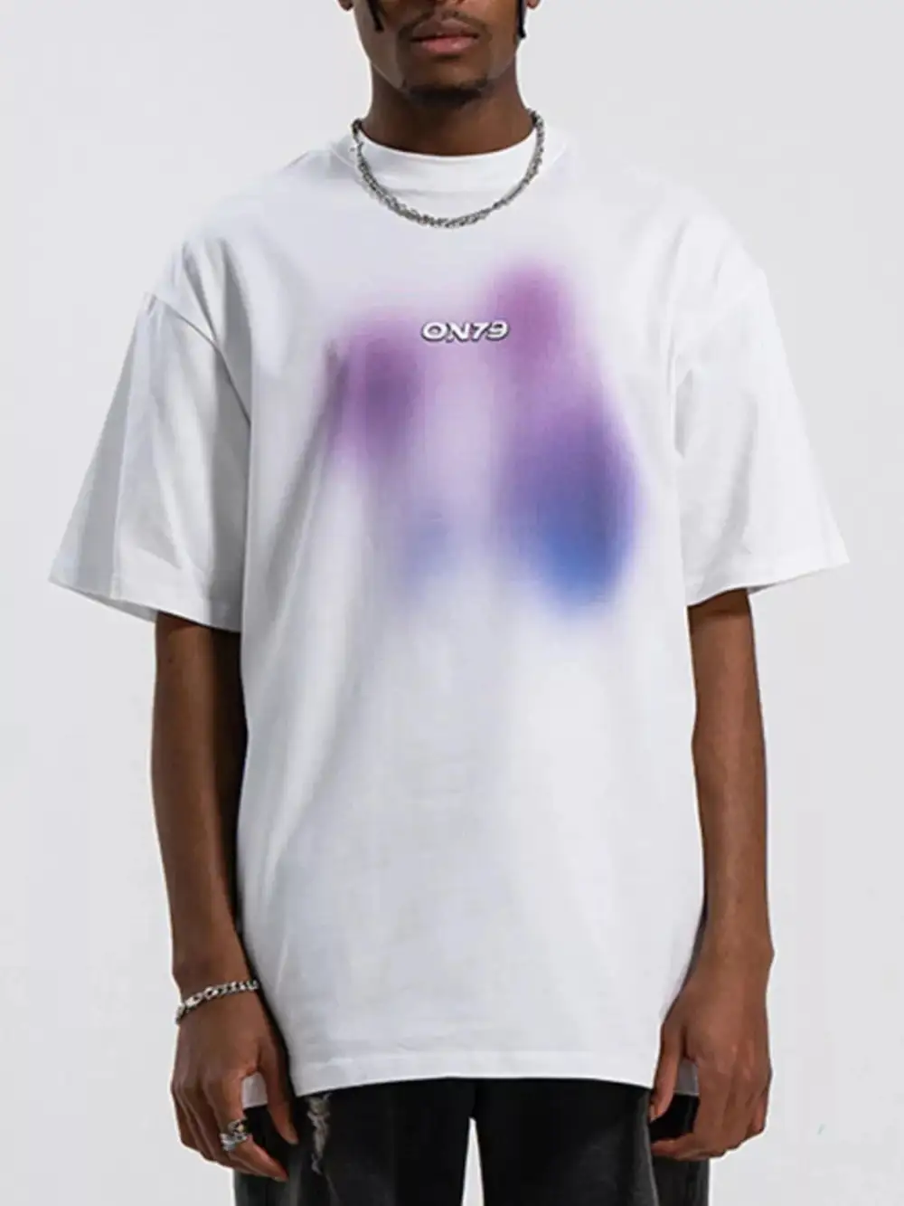 Relaxed Contrast Round Neck Short Sleeve T-Shirt