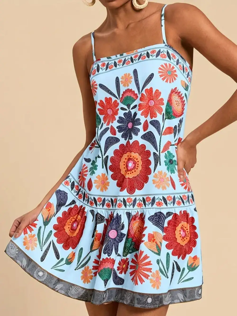 Floral Printed Sleeveless Mini Dress