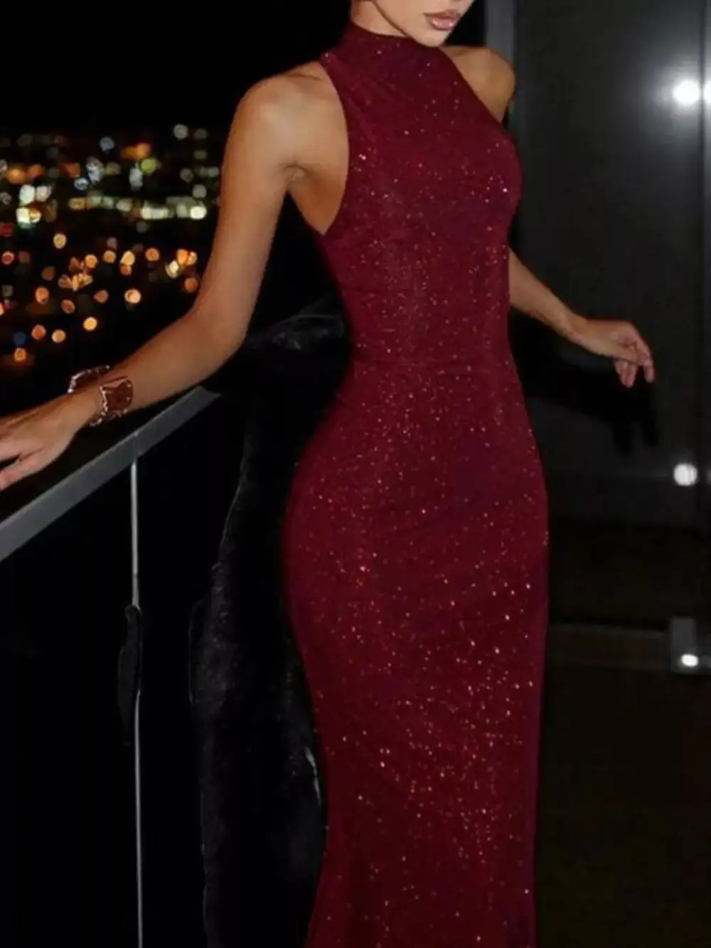 Sequin Sleeveless Maxi Dress