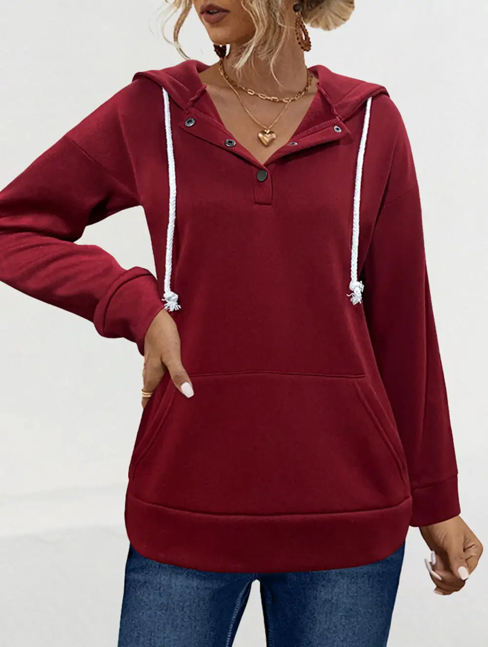 Hooded Drawstring Pocket Sweatshirt