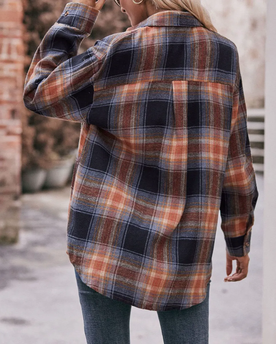 Multicolor Plaid Print Flap Pocket Shirt