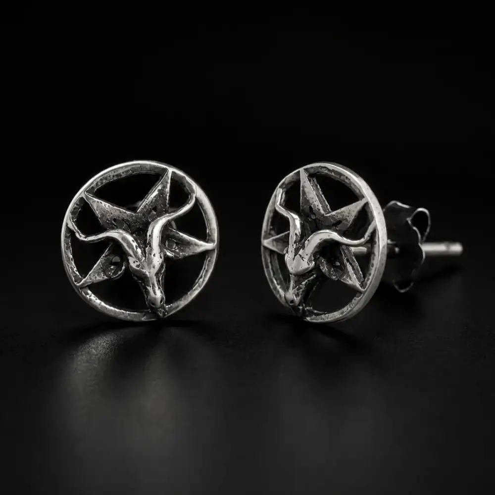 Men's Baphomet Satan Stud Earrings