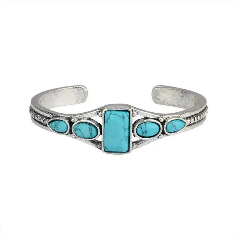 Square Stone Bangle Bracelet