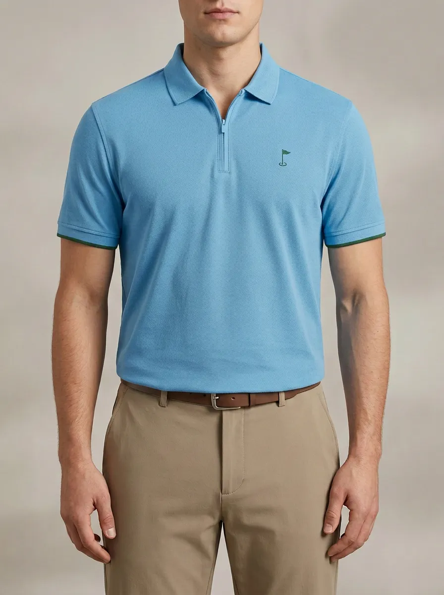 Everyday Flag-Motif Embroidered Golf Polo Shirt