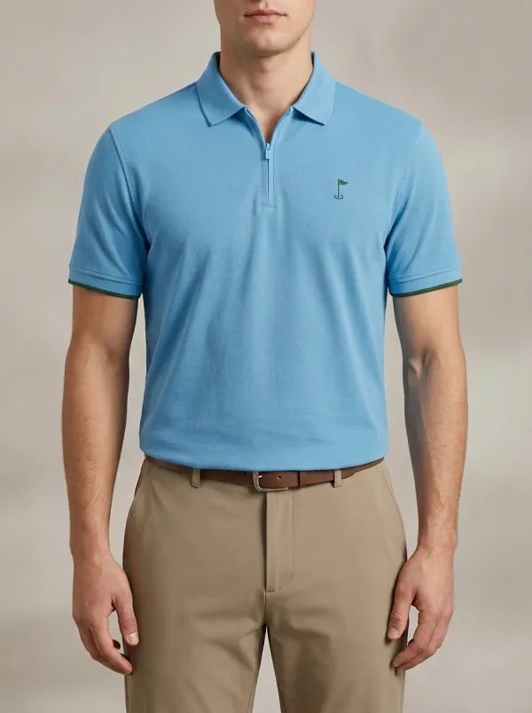 Everyday Flag-Motif Embroidered Golf Polo Shirt