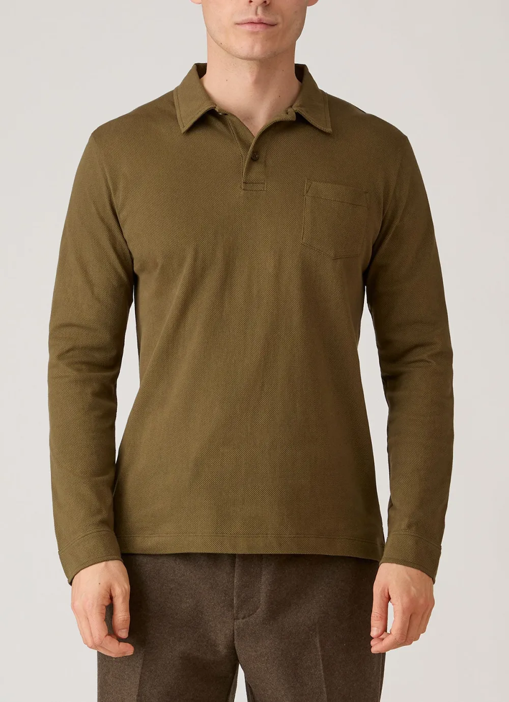 Polished Everyday Slim Fit Mesh Cotton Long Sleeve Polo Shirt