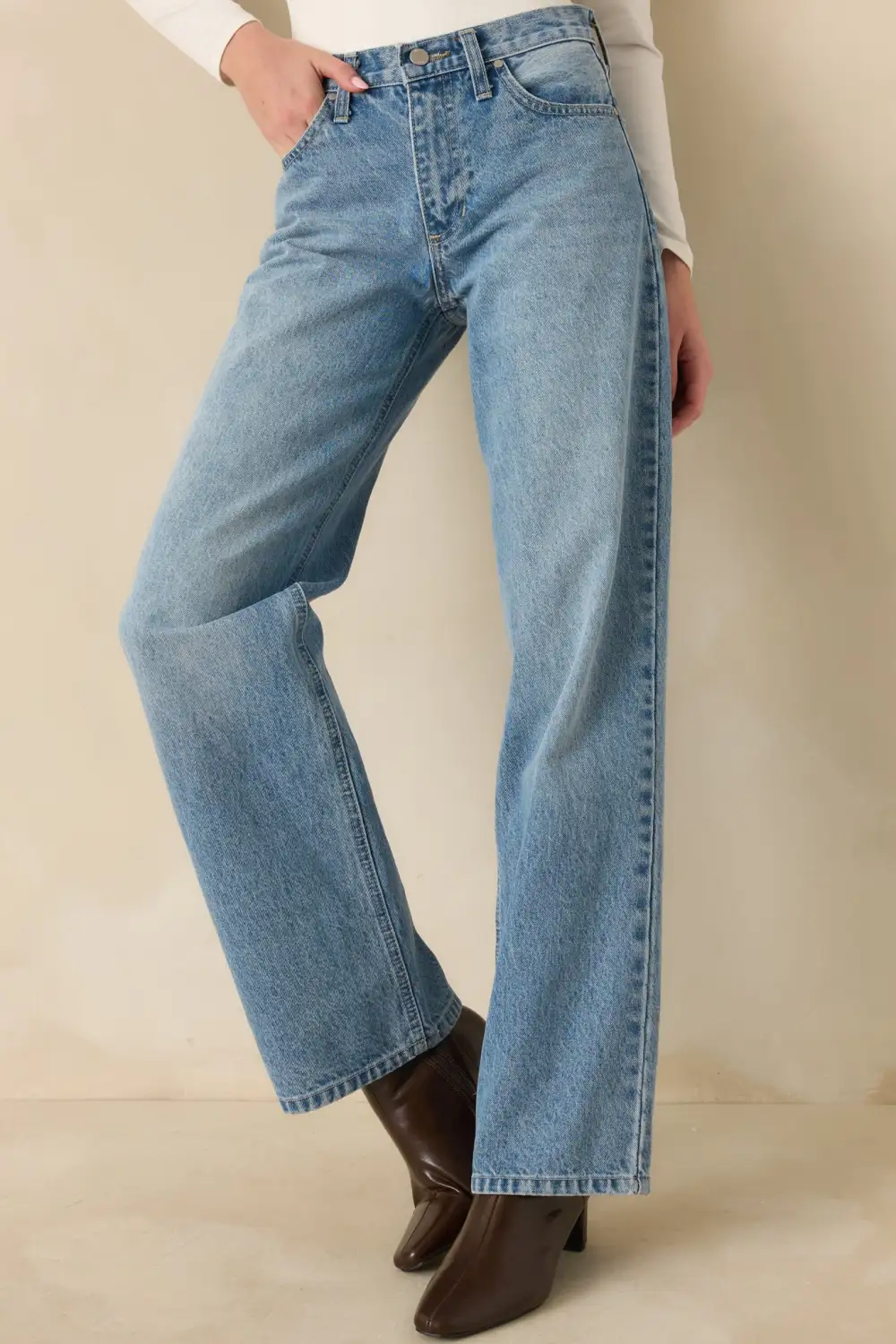 Light Wash Relaxed Straight Leg Jeans