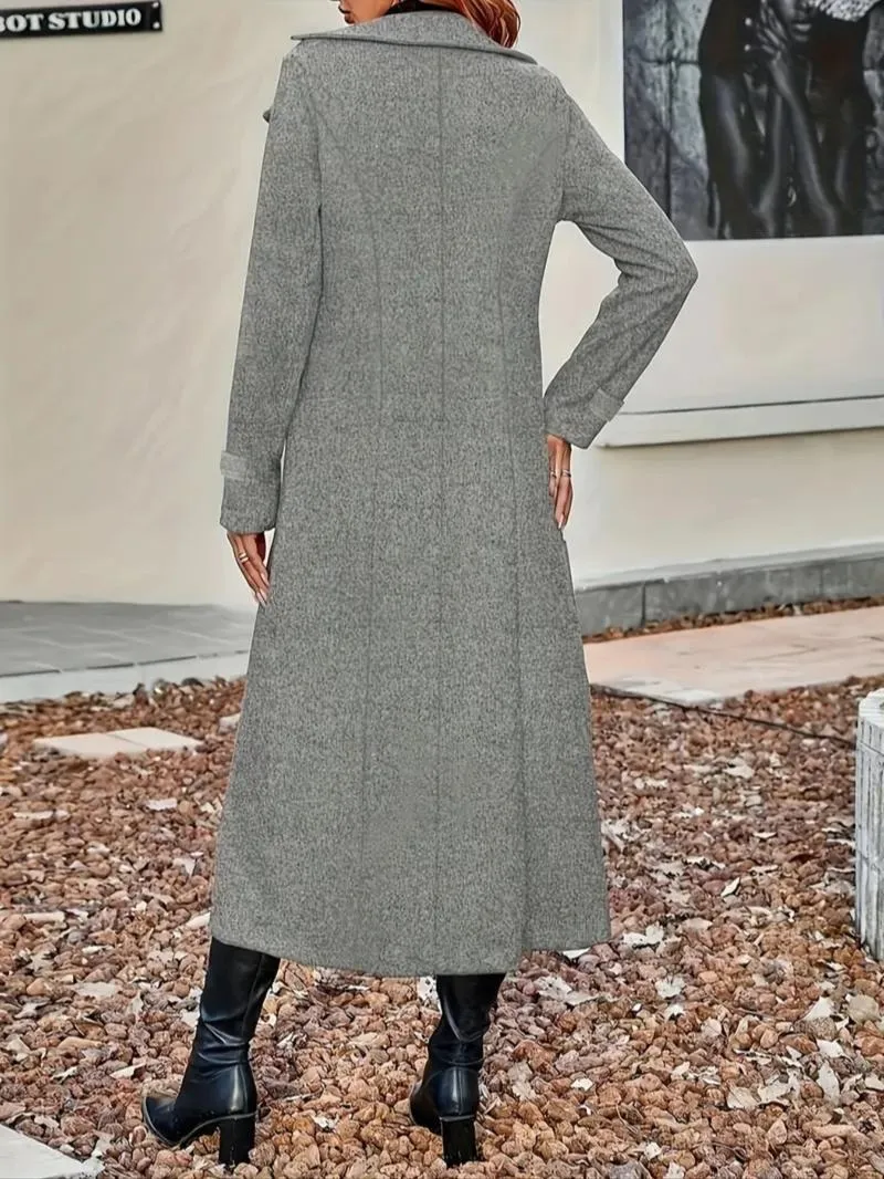 Women's Solid Double-Breasted Wool Coat