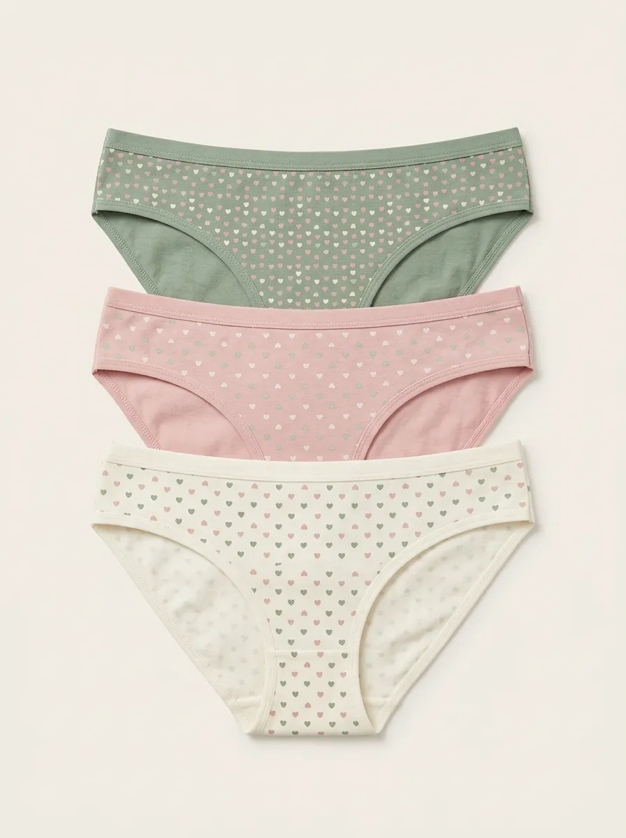 Women's Heart Print Bikini Briefs Three Pack
