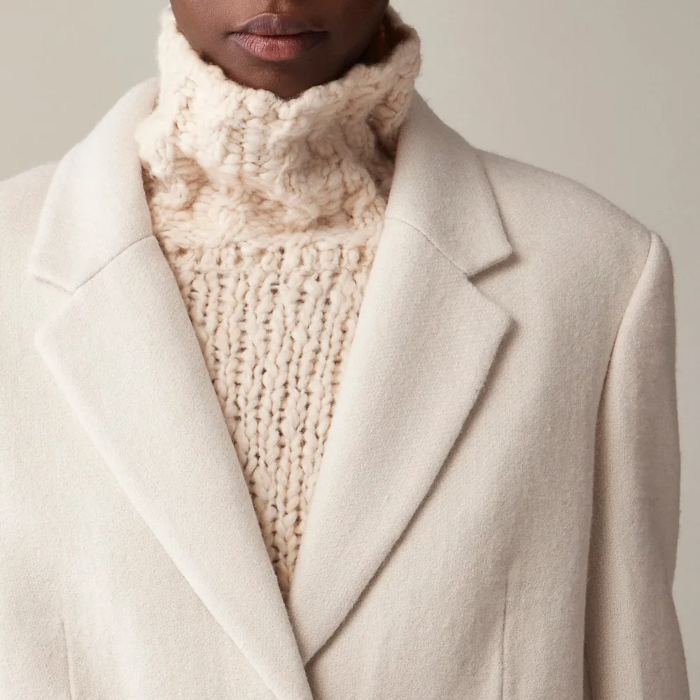 Lapel topcoat wool-blend