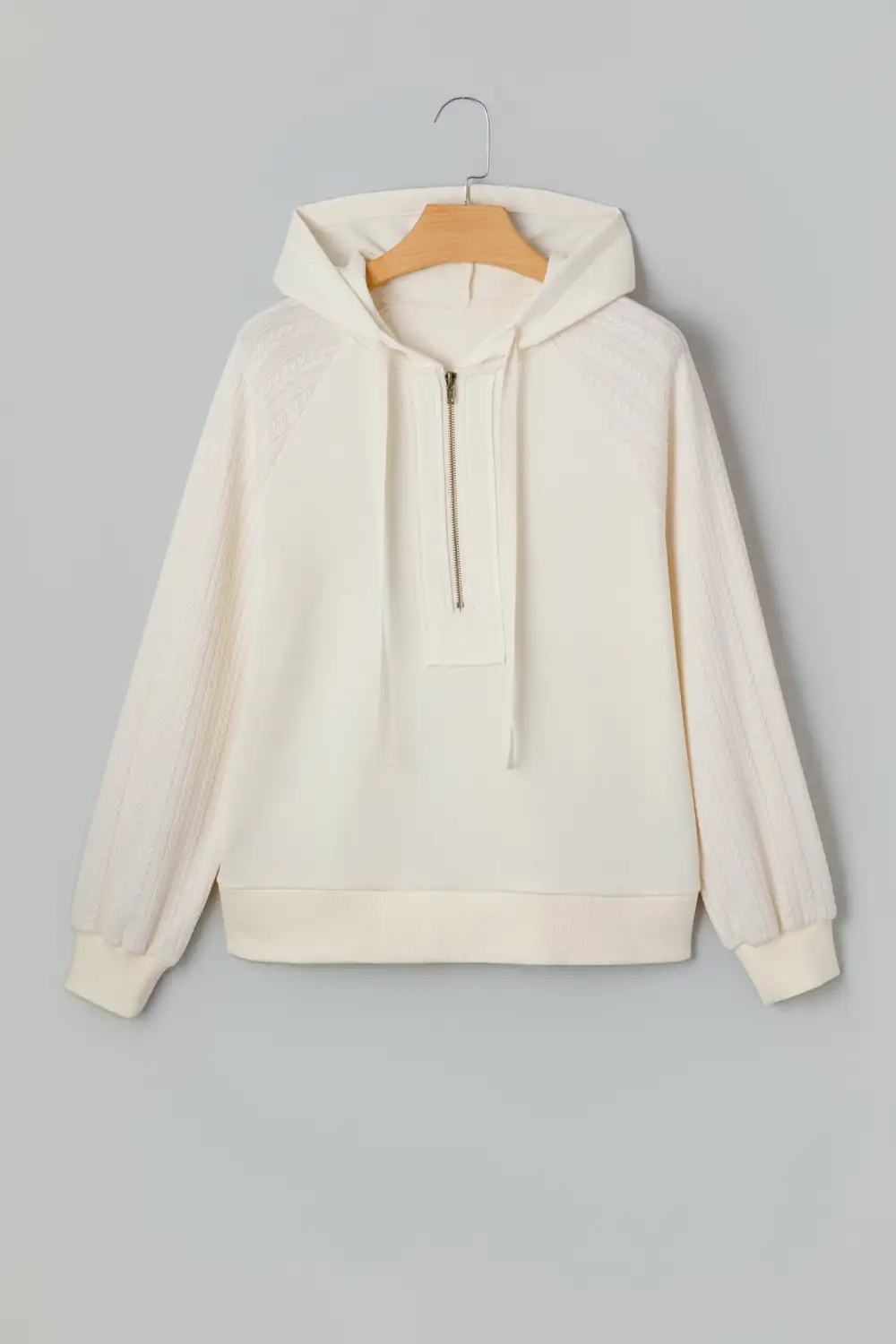 Patchwork Textured Zip Detail Hoodie