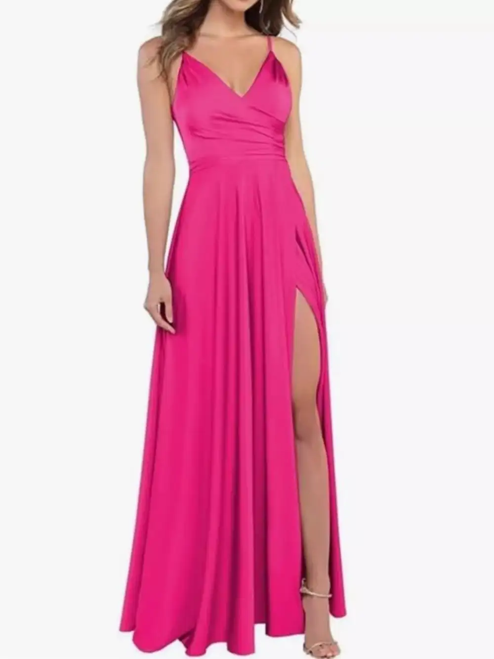 Ruched Slit Maxi Dress