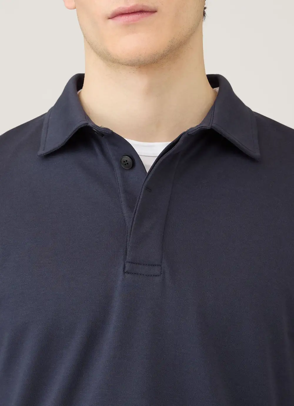 Streamlined Everyday Relaxed Fit Heavyweight Rugby Cotton Long Sleeve Polo Shirt