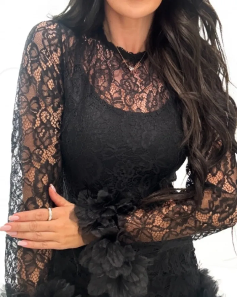 Lace Trim Mini Dress